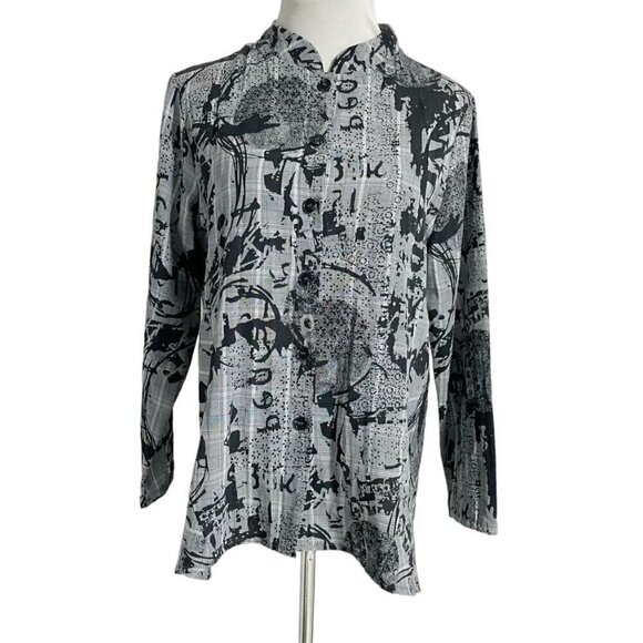 Niche Tops - Niche Nilgun Derman Small Button Down Shirt Top Blouse Collared Lagenlook Boho